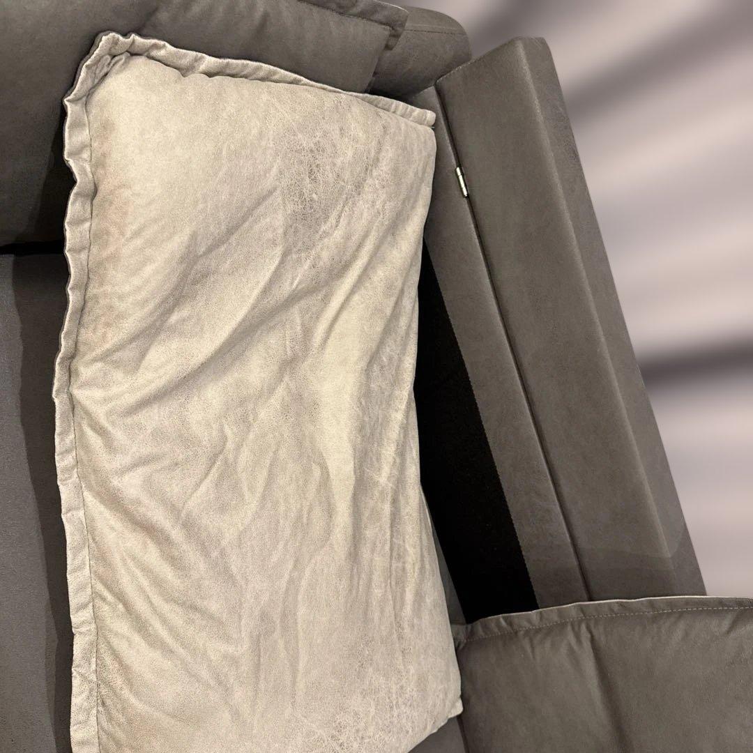 グレー2人掛けファブリックソファ　　おしゃれソファ長椅子