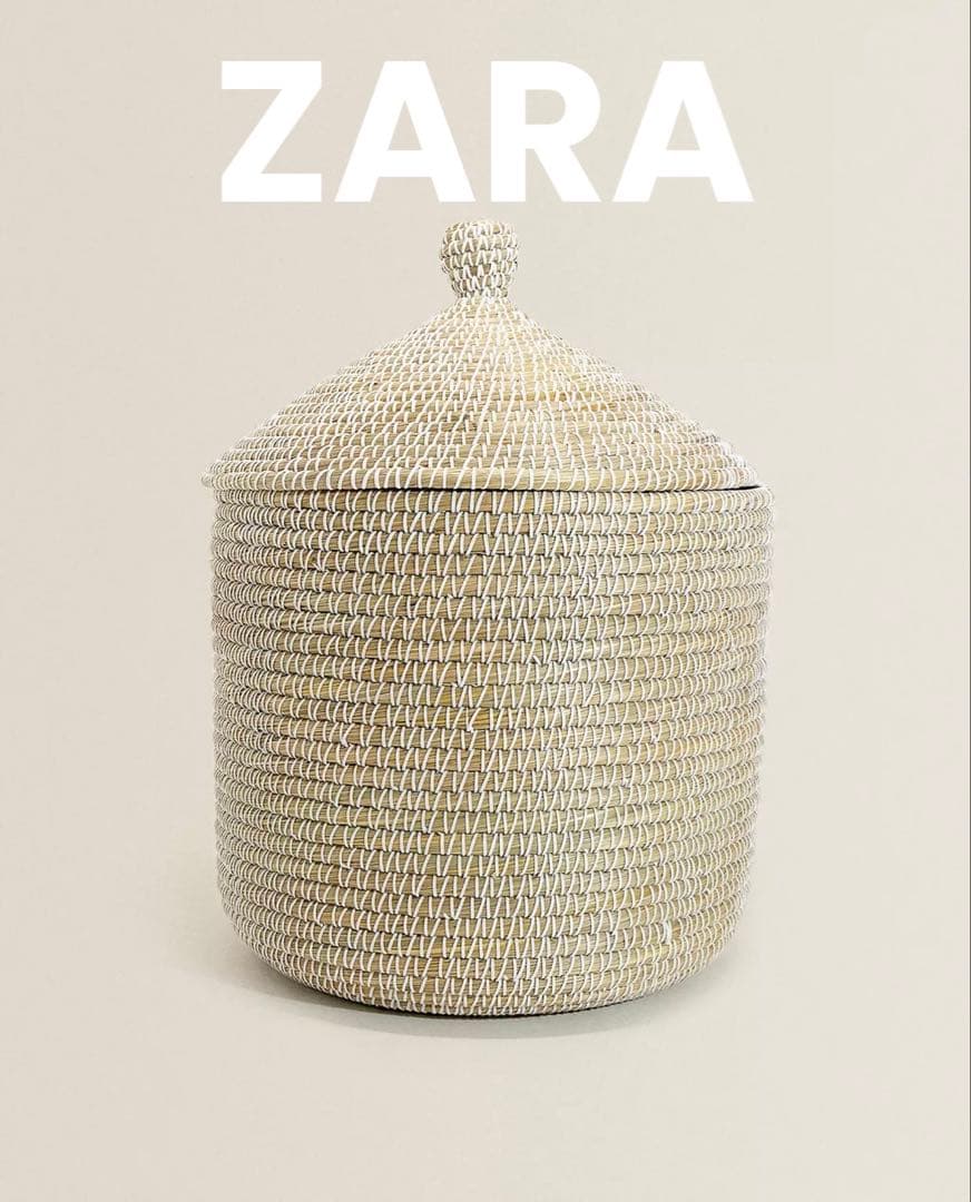 ☘️送料込⭐️未使用品⭐️ZARA ⭐️フタ付きラウンドバスケット⭐️