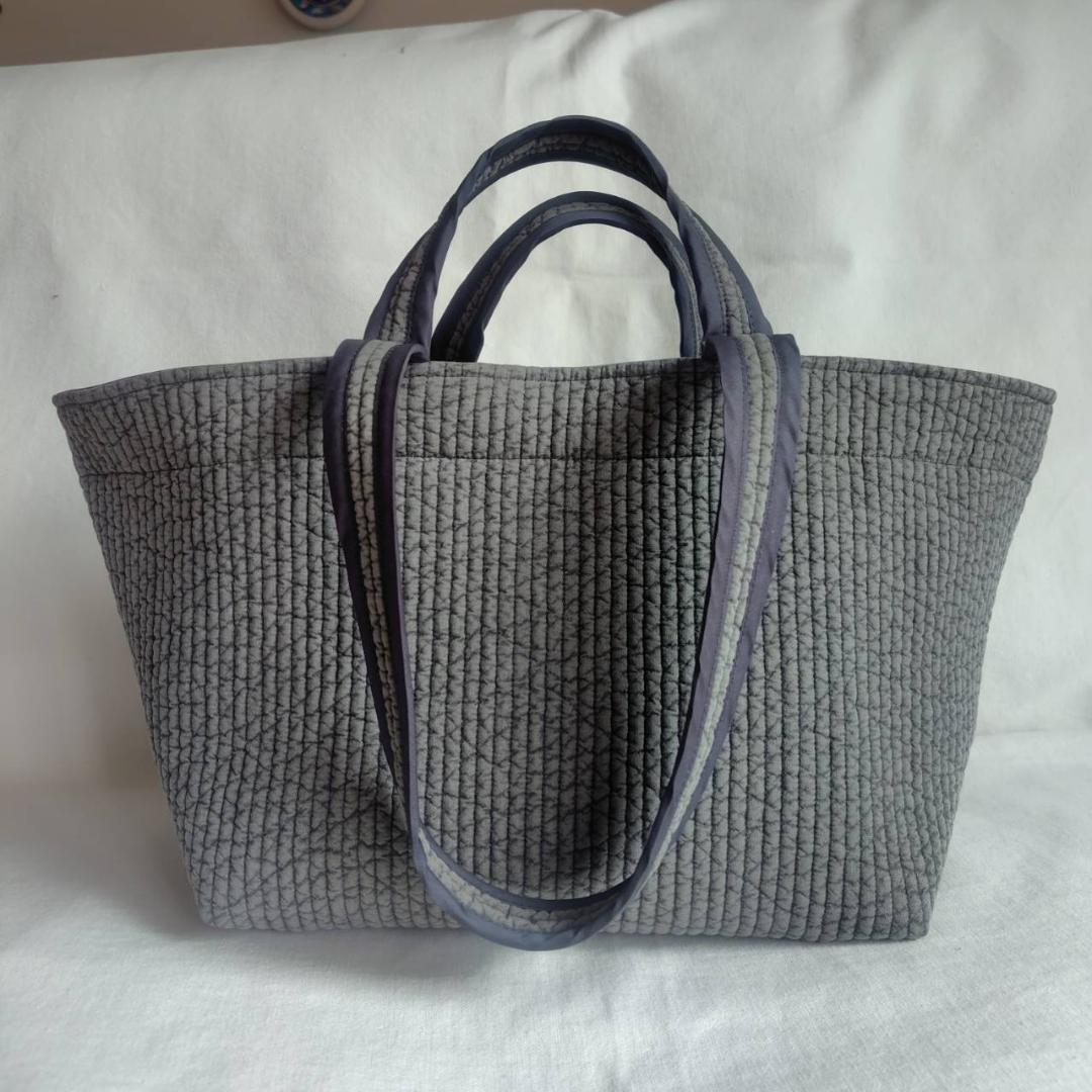 ファスナー 底板ポリ☆トートバッグWハンドル☆ ミルクティー ヌビバッグ