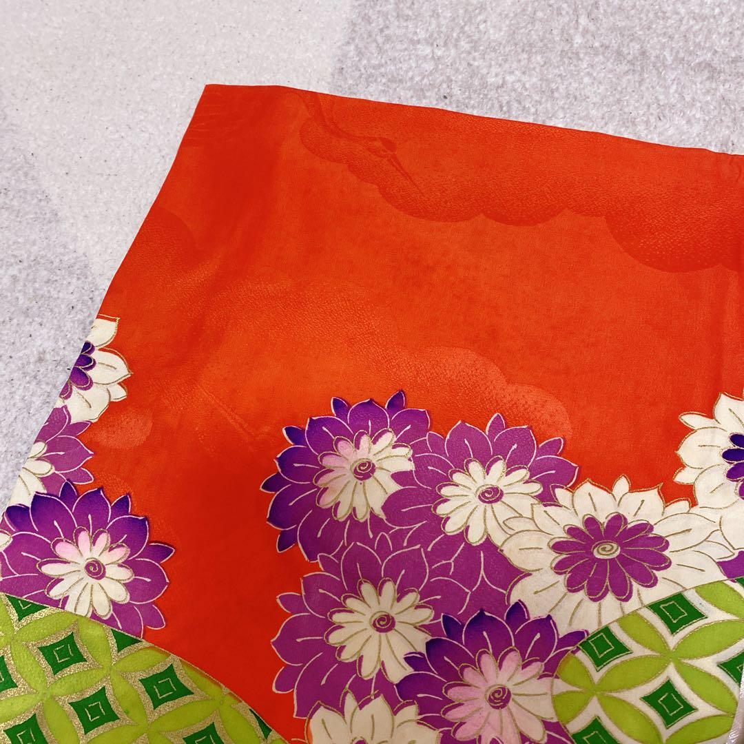 七五三 3歳 アンティーク 着物 被布 バッグ 草履 髪飾り セット