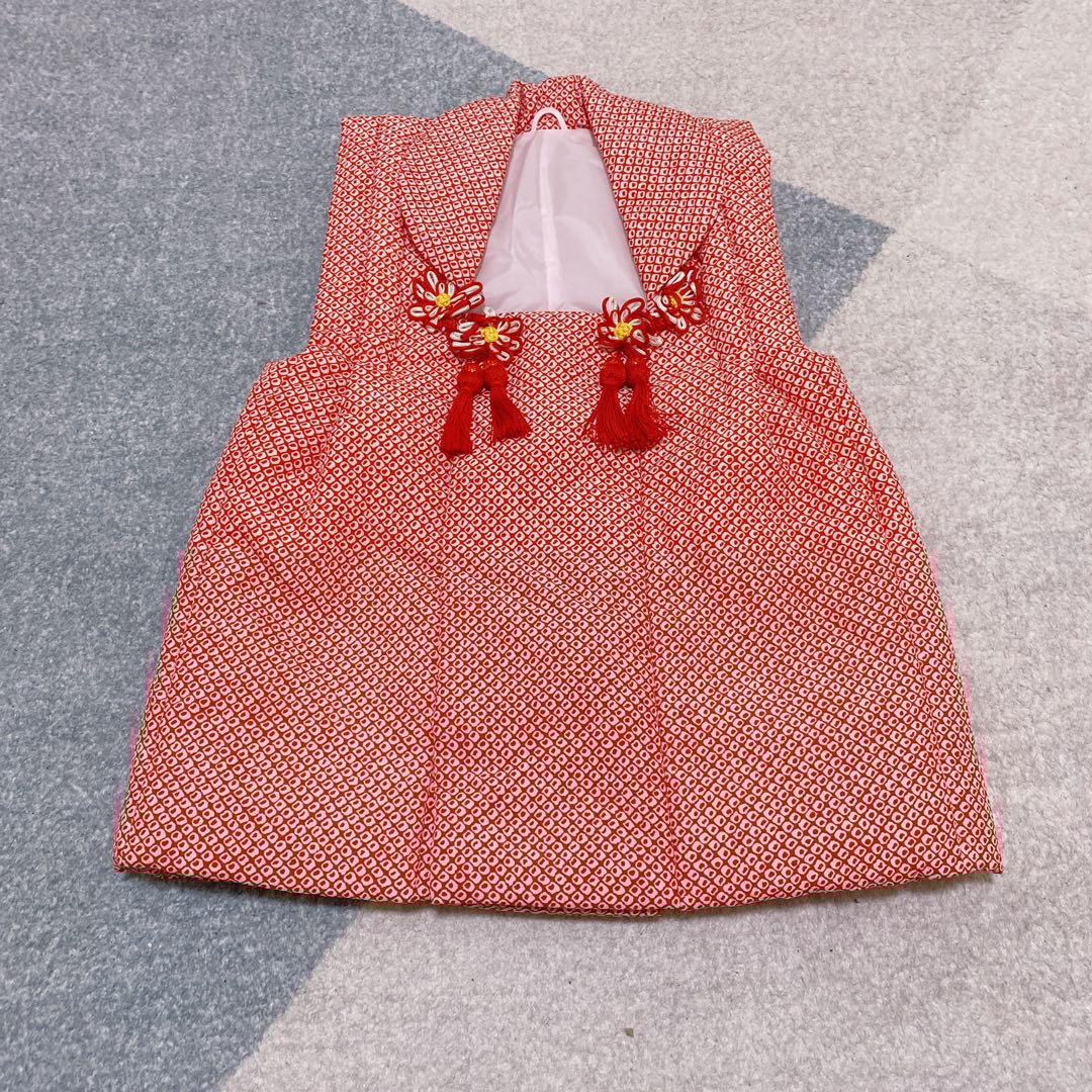 七五三 3歳 アンティーク 着物 被布 バッグ 草履 髪飾り セット