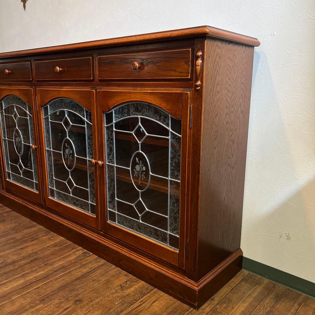 k838r111 三越家具 ブルージュ サイドボード ステンドグラス オーク材