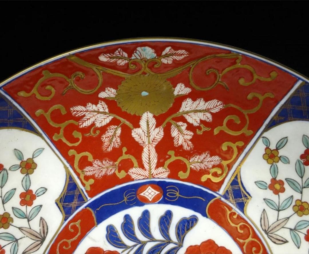 時代物 古伊万里 染錦 大皿 飾り皿 幅約45cm 古陶磁 t123134