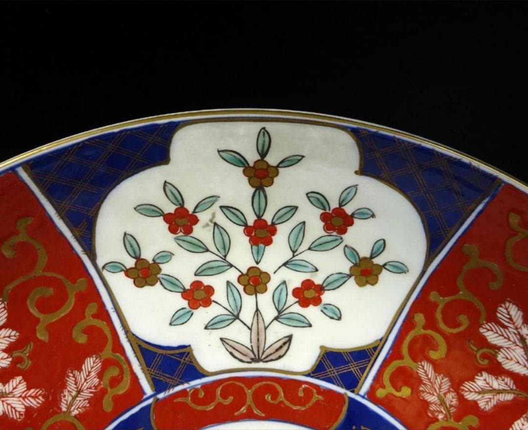 時代物 古伊万里 染錦 大皿 飾り皿 幅約45cm 古陶磁 t123134