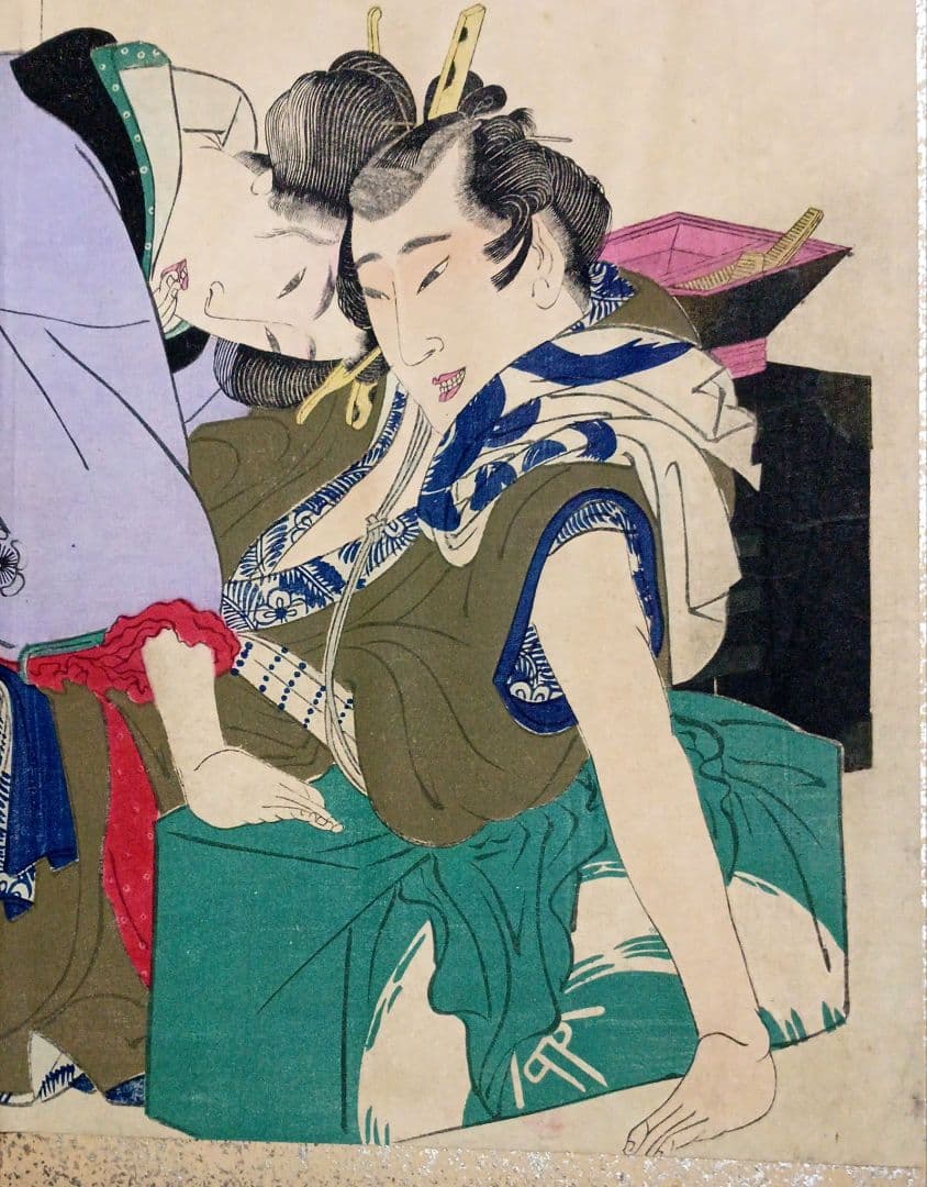 春画画帖浮世絵版画12図柄、版元大黒屋松本平吉、明治期出版