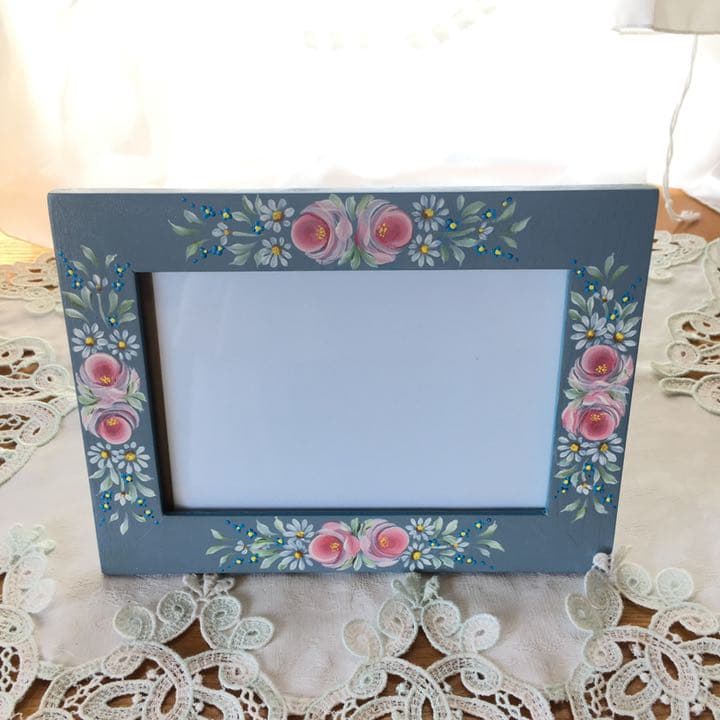 トールペイント アッセンデルフト  フォトフレーム  写真立て 薔薇