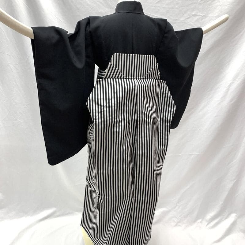 504bj10■ハーフ成人式 10歳 男児 着物&袴&角帯 シンプル■美品