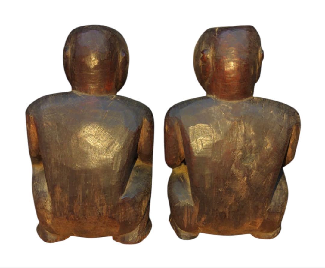 アフリカンアート 木製人型彫刻 2体セット 【 希少 パラオ トコベイ人形 】