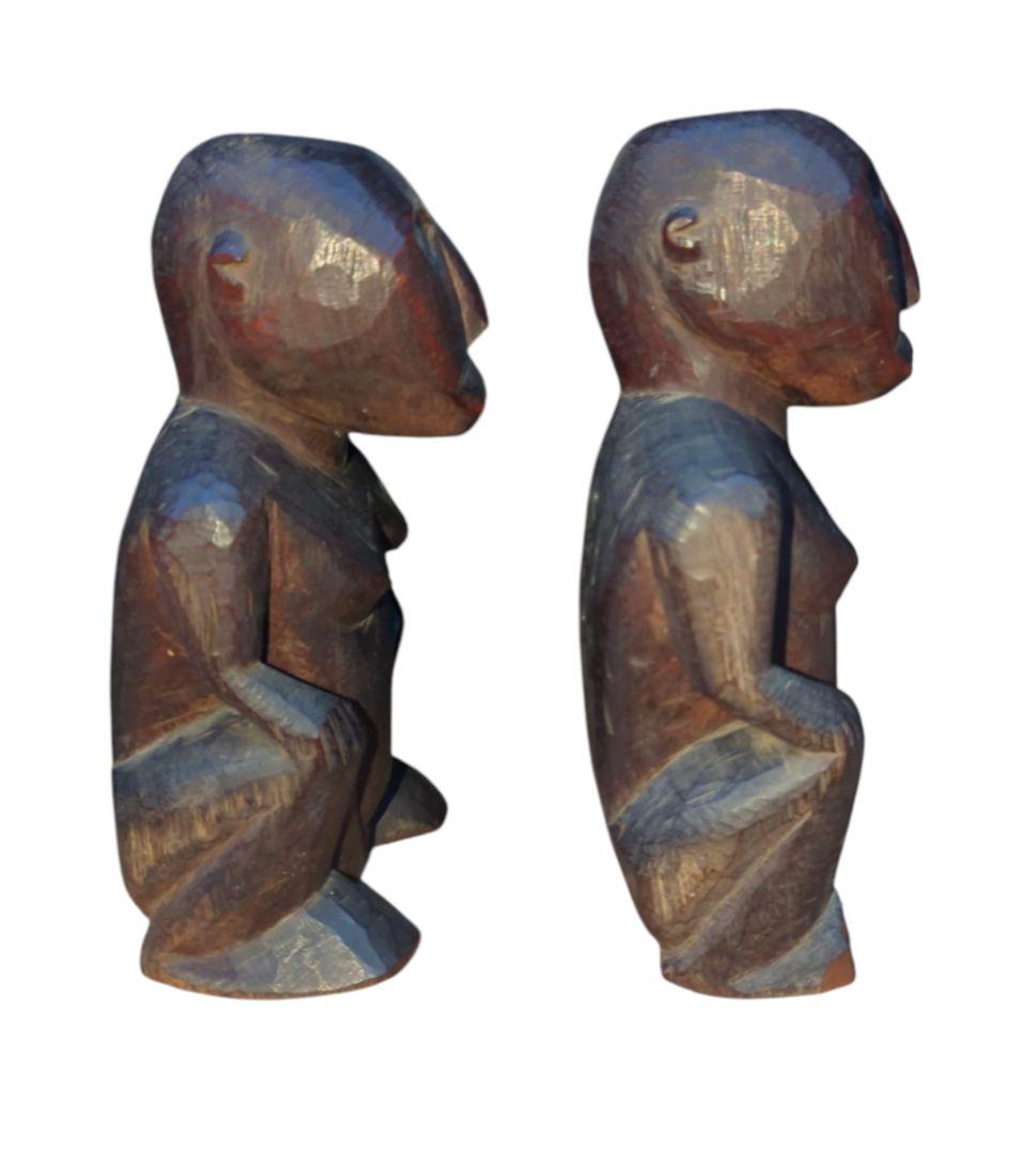 アフリカンアート 木製人型彫刻 2体セット 【 希少 パラオ トコベイ人形 】