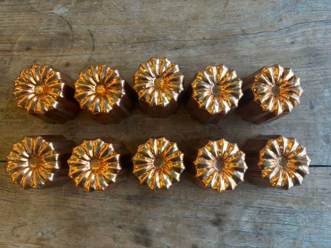 カヌレ型　大　10個セット銅製　浅井商店製菓焼型