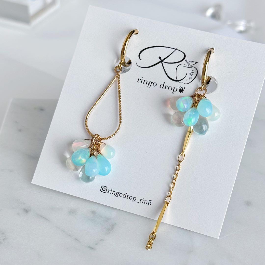 《厳選》プレシャスカラーオパール・水晶 14kgfピアス/16kgpイヤリング他