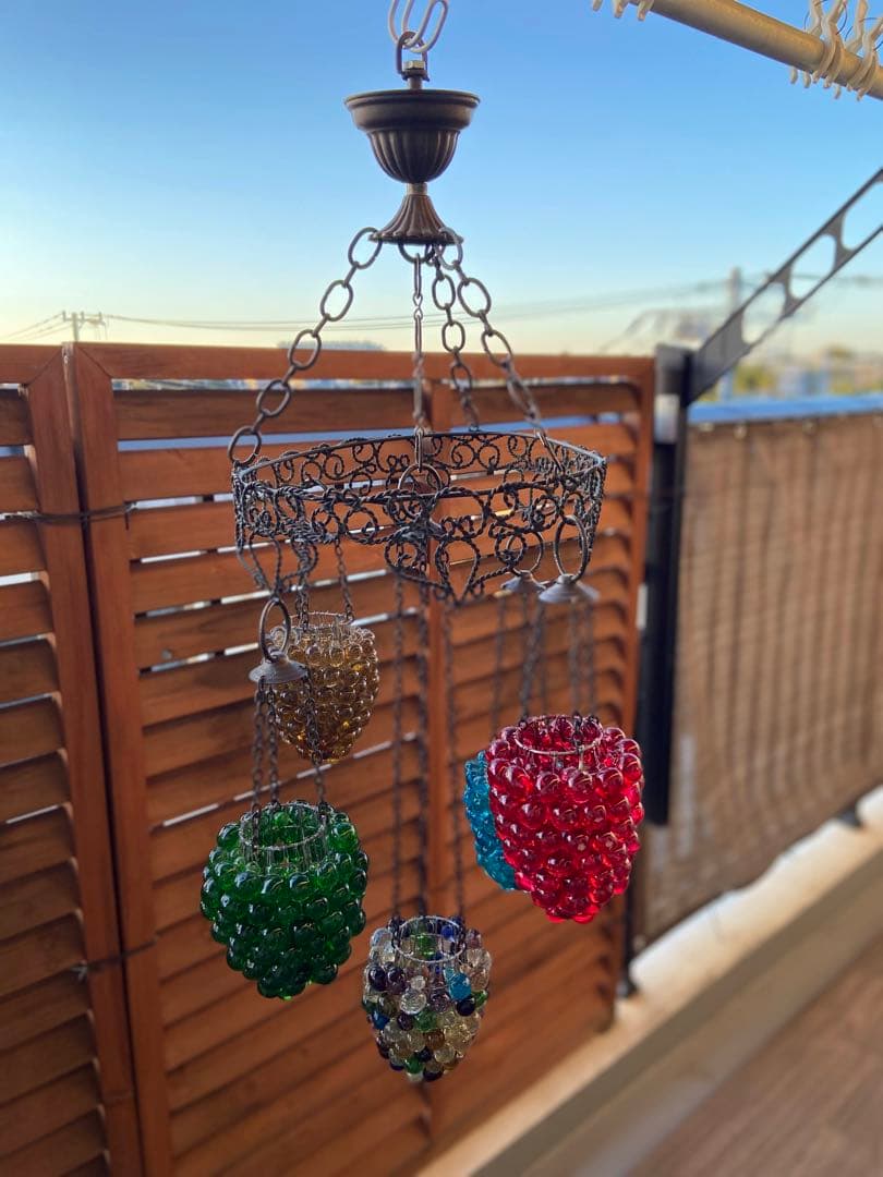 シャンデリア　キャンドル　アンティーク　バブルガラスインド製間接照明インテリア