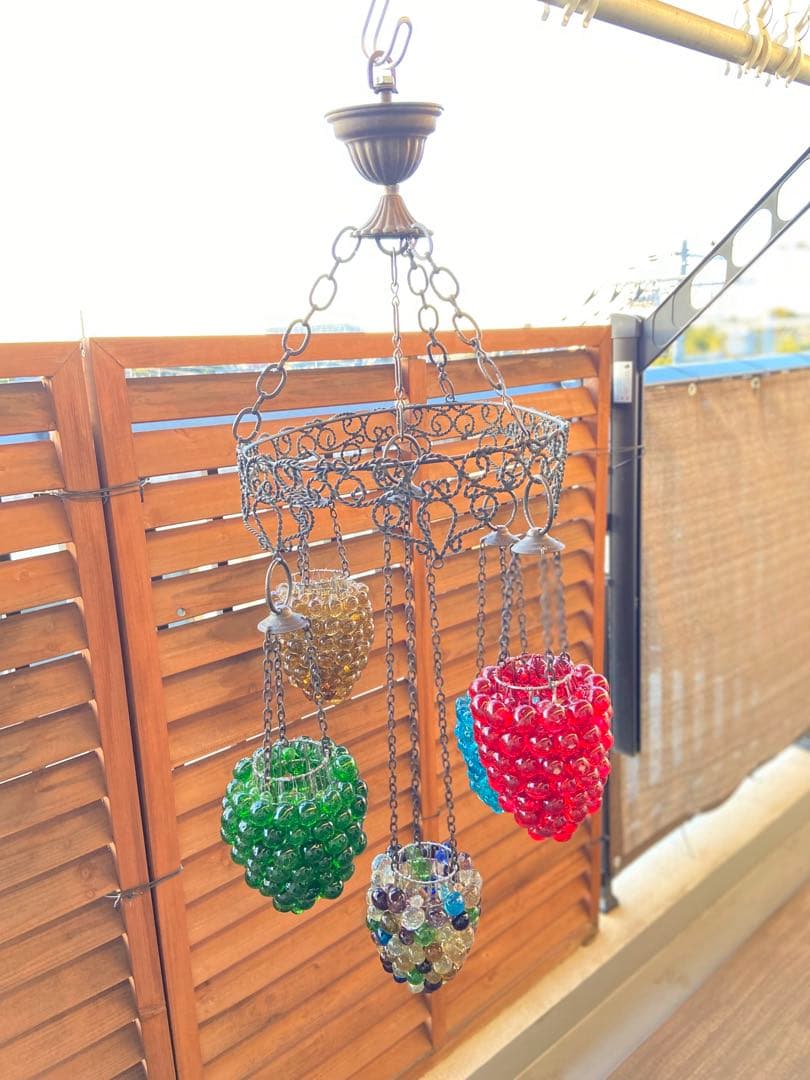 シャンデリア　キャンドル　アンティーク　バブルガラスインド製間接照明インテリア