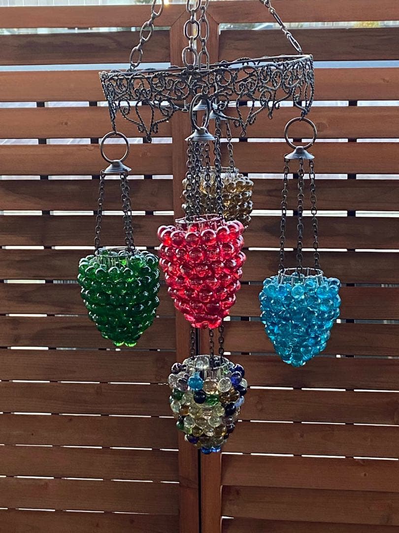 シャンデリア　キャンドル　アンティーク　バブルガラスインド製間接照明インテリア