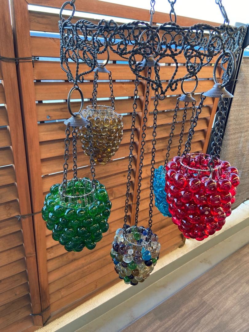 シャンデリア　キャンドル　アンティーク　バブルガラスインド製間接照明インテリア