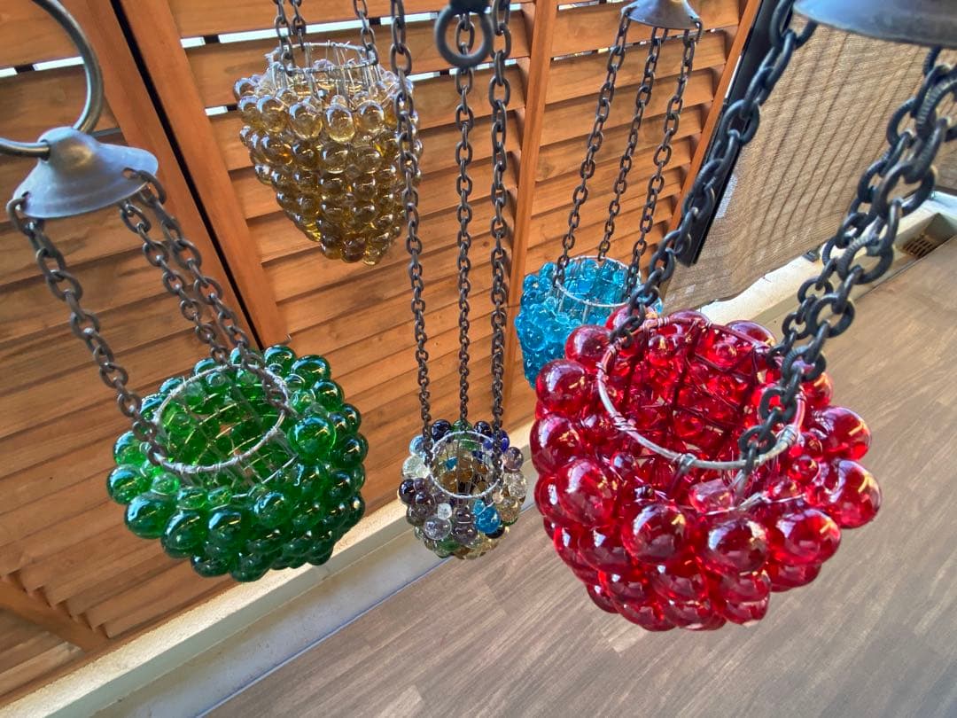 シャンデリア　キャンドル　アンティーク　バブルガラスインド製間接照明インテリア