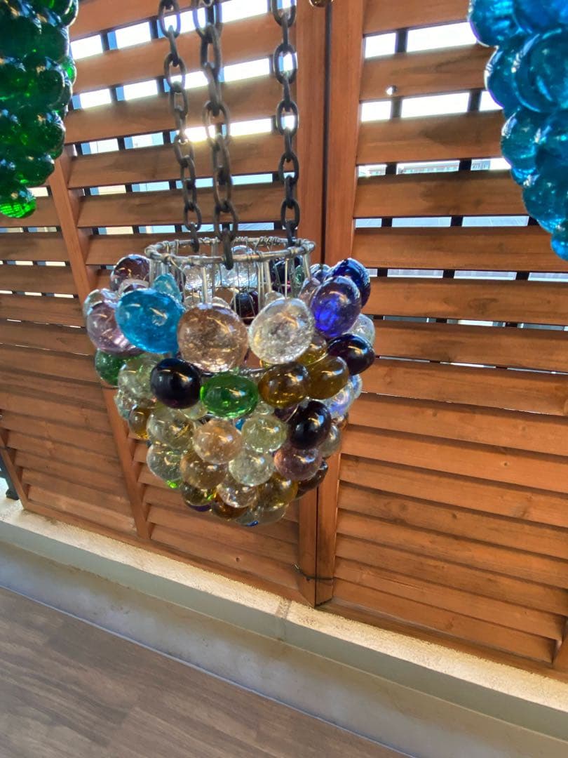 シャンデリア　キャンドル　アンティーク　バブルガラスインド製間接照明インテリア