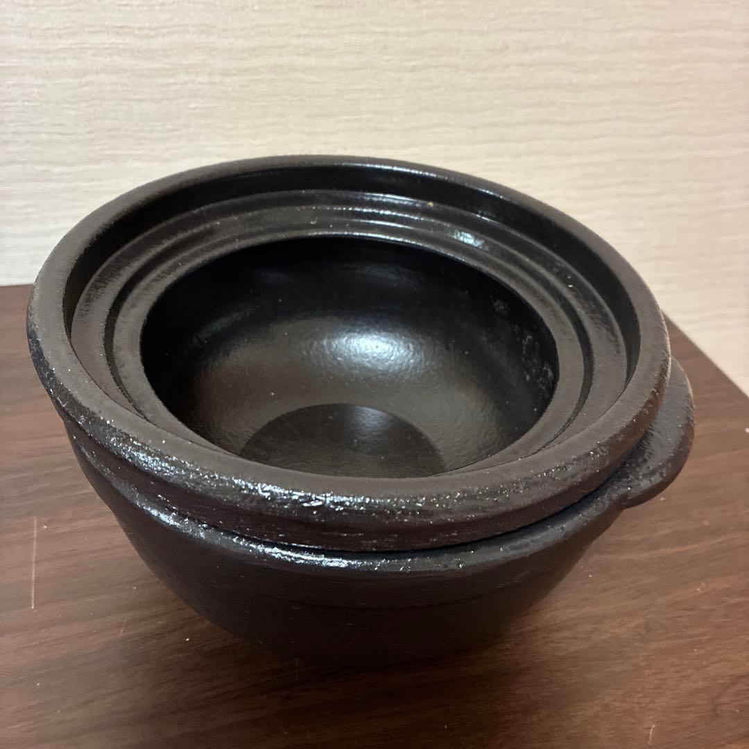 長谷園　陶珍かまど NC-01 黒 二合炊き　レンジ炊飯