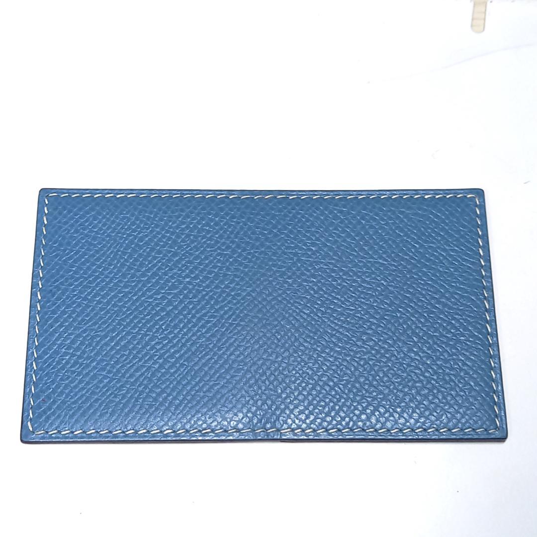 未使用 エルメス ミニフォトケース 写真入れ 写真ケース ブルー系 レザー