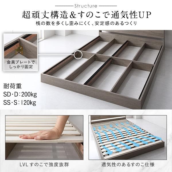 ベッド シングル ベッドフレームのみ グレージュ ds-2423347
