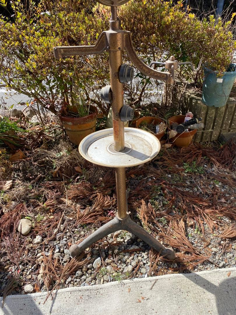 ビンテージ　昭和レトロ　シェービングスタンド　ミラー　鏡　床屋　シャビー