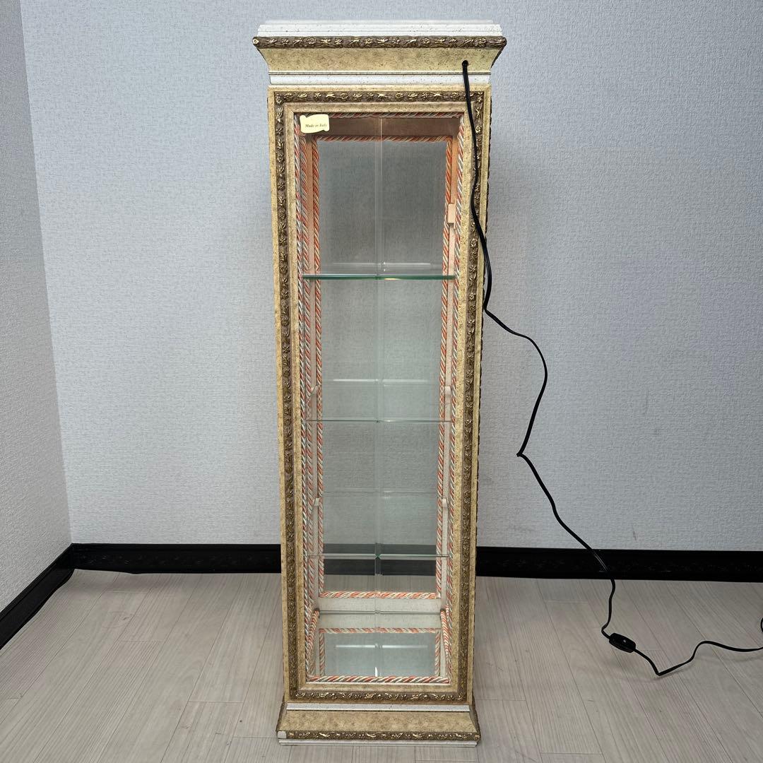展示品 美品 イタリア製 キュリオケース ガラスキャビネット 金彩装飾 i4※