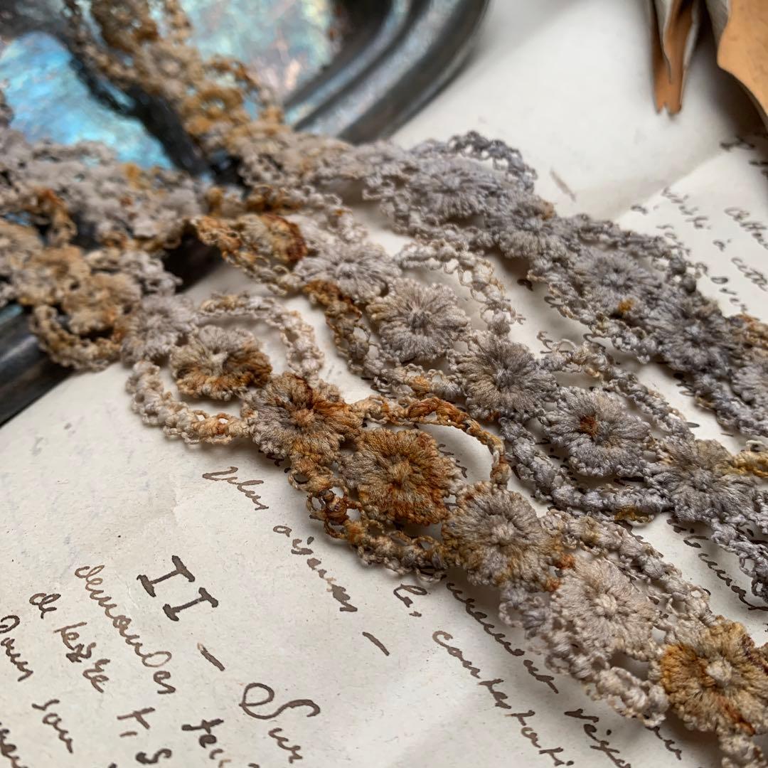 草木染め×錆染☆褐色男前なフラワーケミカルレース