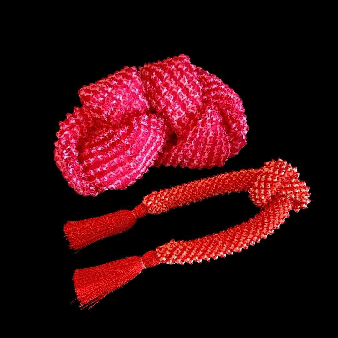 日本髪 髪飾り 七五三 (赤×ピンク) ３～５歳