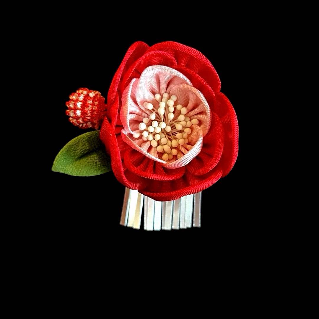 日本髪 髪飾り 七五三 (赤×ピンク) ３～５歳