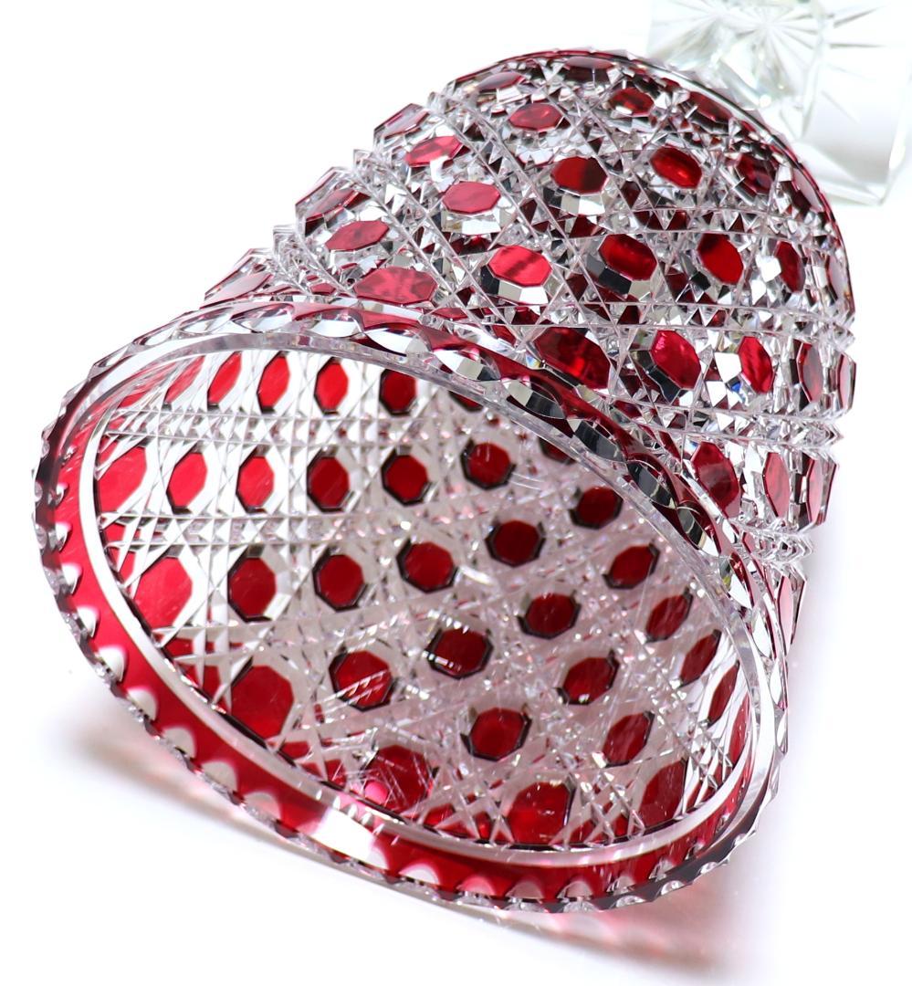 オールド・バカラ 稀少名品 特大切子コンポート 2.8kg28cm 赤色被せ装飾