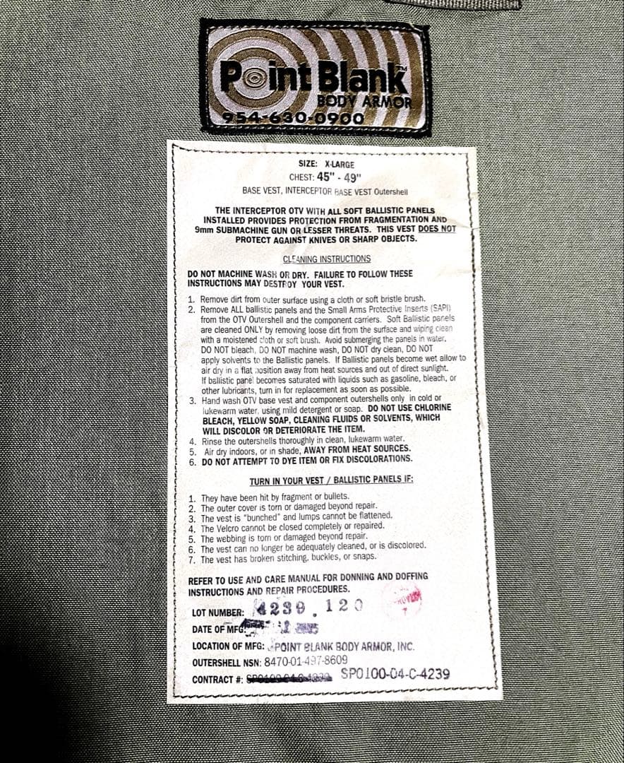 米軍実物Point Blank社製 ウッドランド ボディーアーマー　セットXL