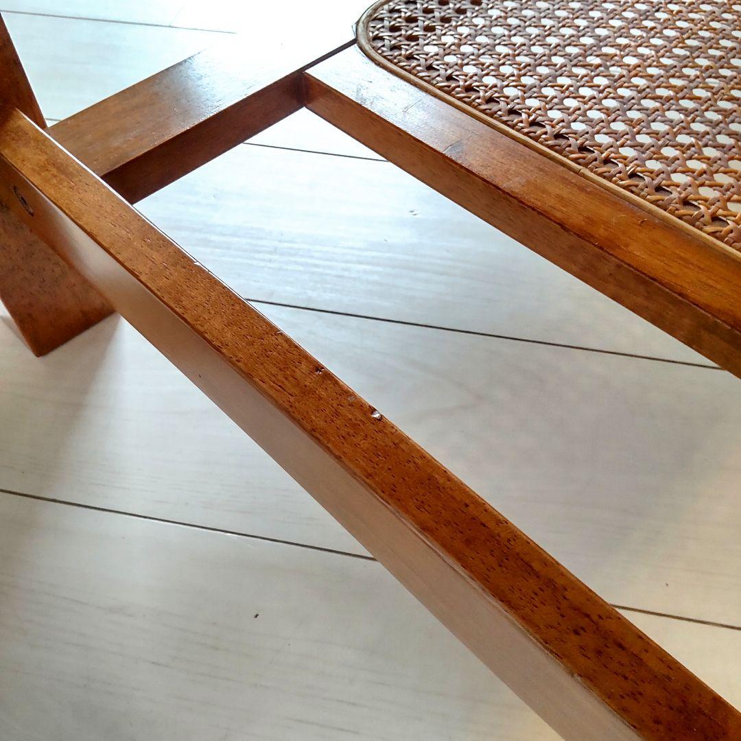 オールドカリモ゙ク　ヴィンテージ　ラタン　棚付き　無垢材　天然木　ローテーブル