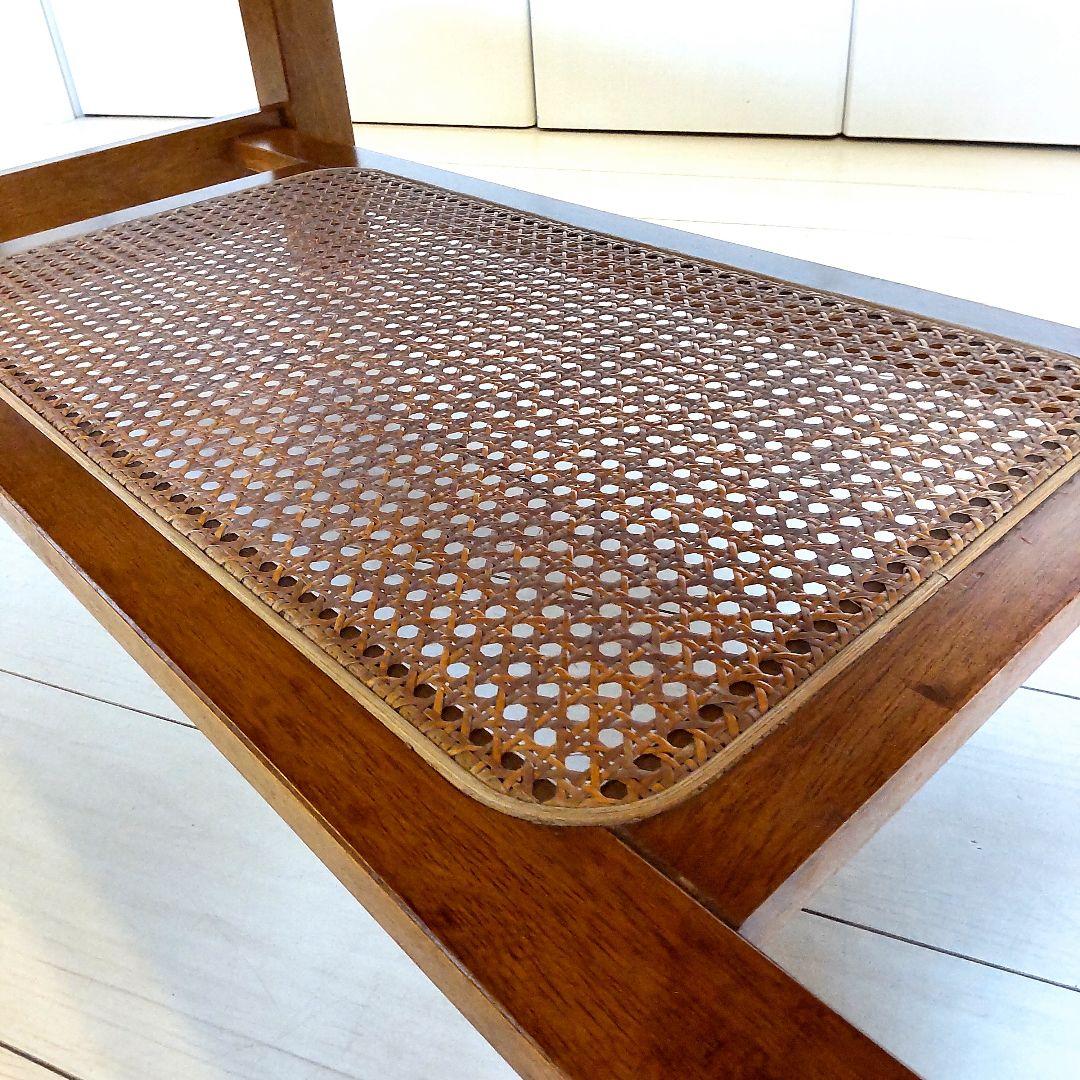 オールドカリモ゙ク　ヴィンテージ　ラタン　棚付き　無垢材　天然木　ローテーブル