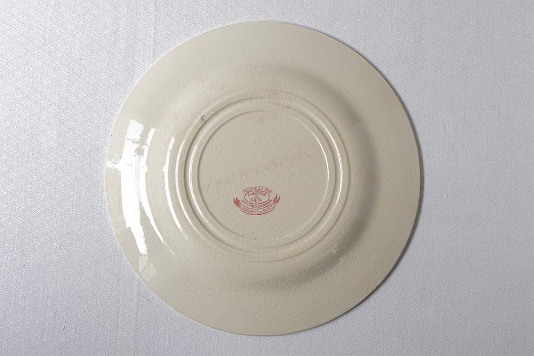 フランスアンティーク　ジアン　ローズ　 プレート　ピンクレッド　23.9cm