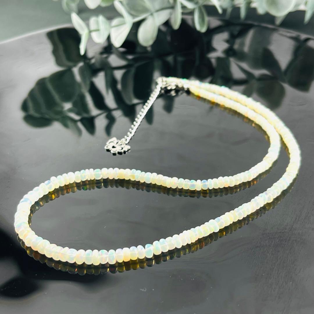 サージカルステンレス316✨エチオピアンオパールネックレス エチオピア産オパールのペアシェイプ一粒ネックレス・サージカル