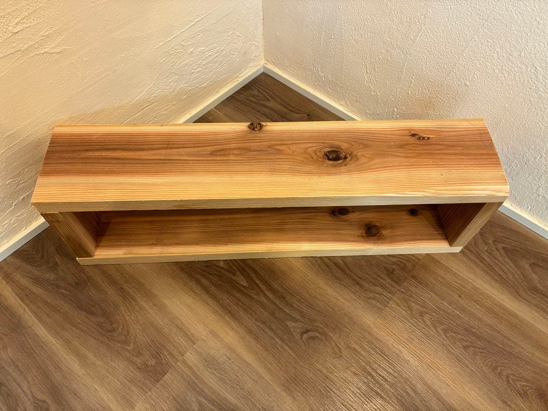 杉 無垢材 無塗装　ラック 2段シェルフ 幅約700mm ハンドメイド