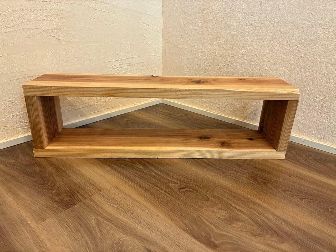 杉 無垢材 無塗装　ラック 2段シェルフ 幅約700mm ハンドメイド