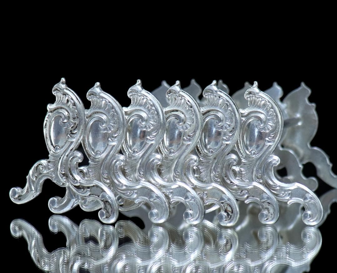 カレル・ベヤード 1870年頃珍品 ロカイユ様式ナイフレスト 6個 アンティーク