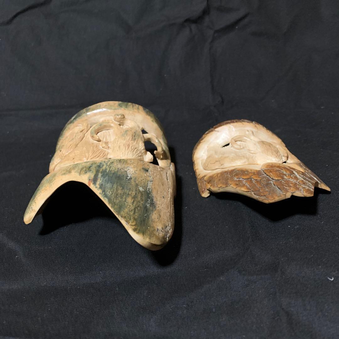 マンモスの牙にマンモスの彫刻 古美術 年代物