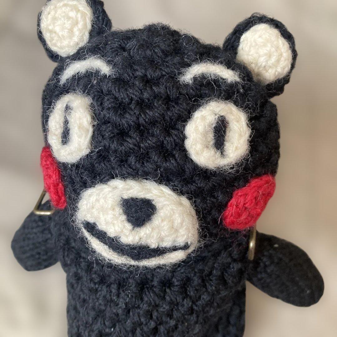 くま ポシェット ハンドメイド作家 編みぐるみ 手編み 希少 1点物 携帯ポーチ