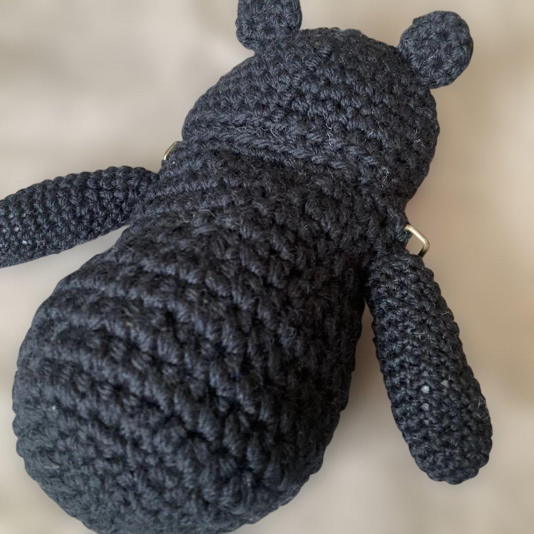 くま ポシェット ハンドメイド作家 編みぐるみ 手編み 希少 1点物 携帯ポーチ