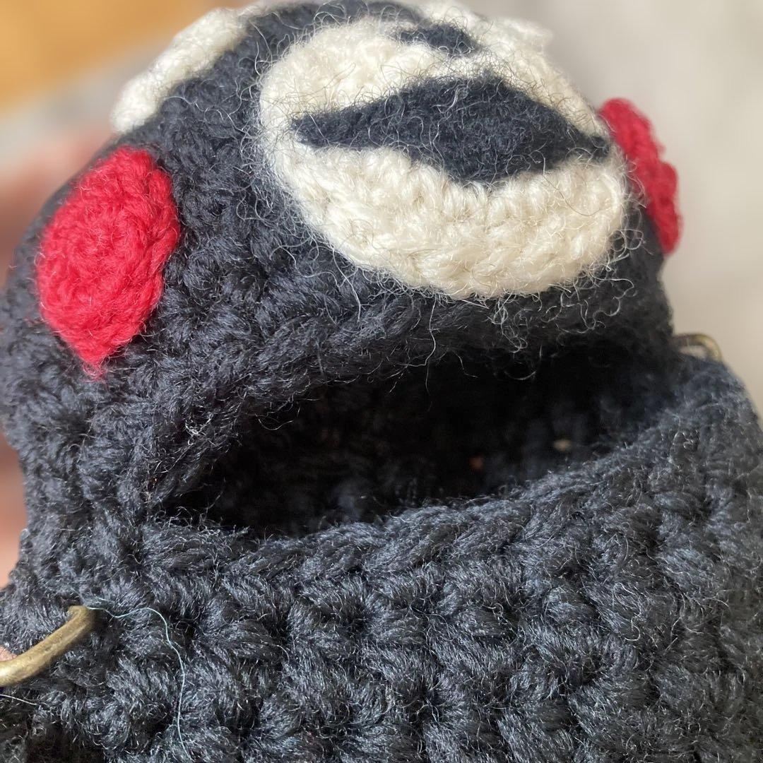 くま ポシェット ハンドメイド作家 編みぐるみ 手編み 希少 1点物 携帯ポーチ