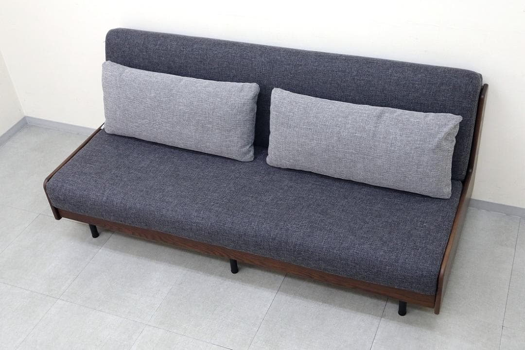 美品 モーブル リテリー ペース ごろ寝ソファ オーク材 ソファベッド 3人掛け