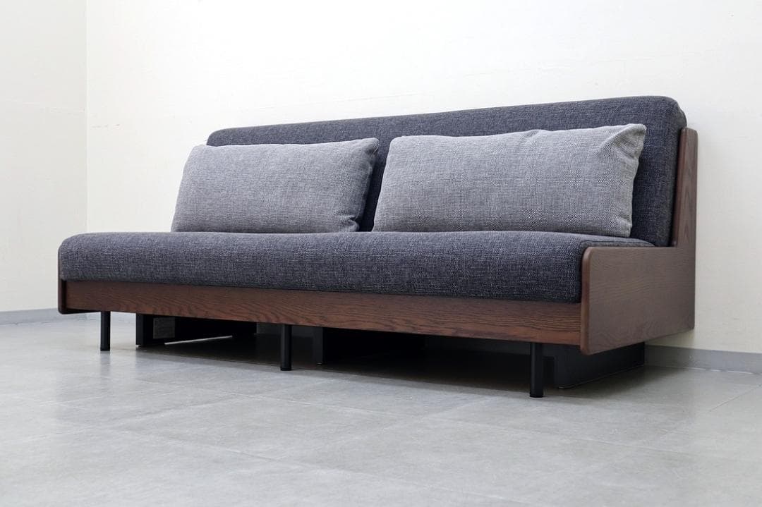 美品 モーブル リテリー ペース ごろ寝ソファ オーク材 ソファベッド 3人掛け