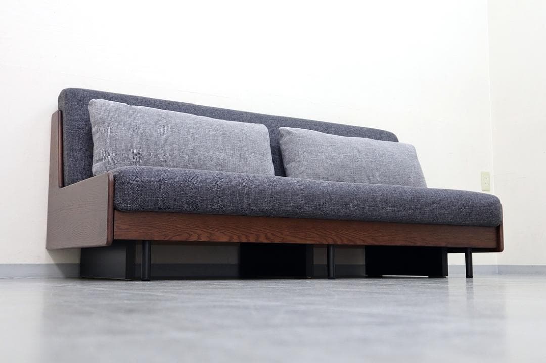 美品 モーブル リテリー ペース ごろ寝ソファ オーク材 ソファベッド 3人掛け