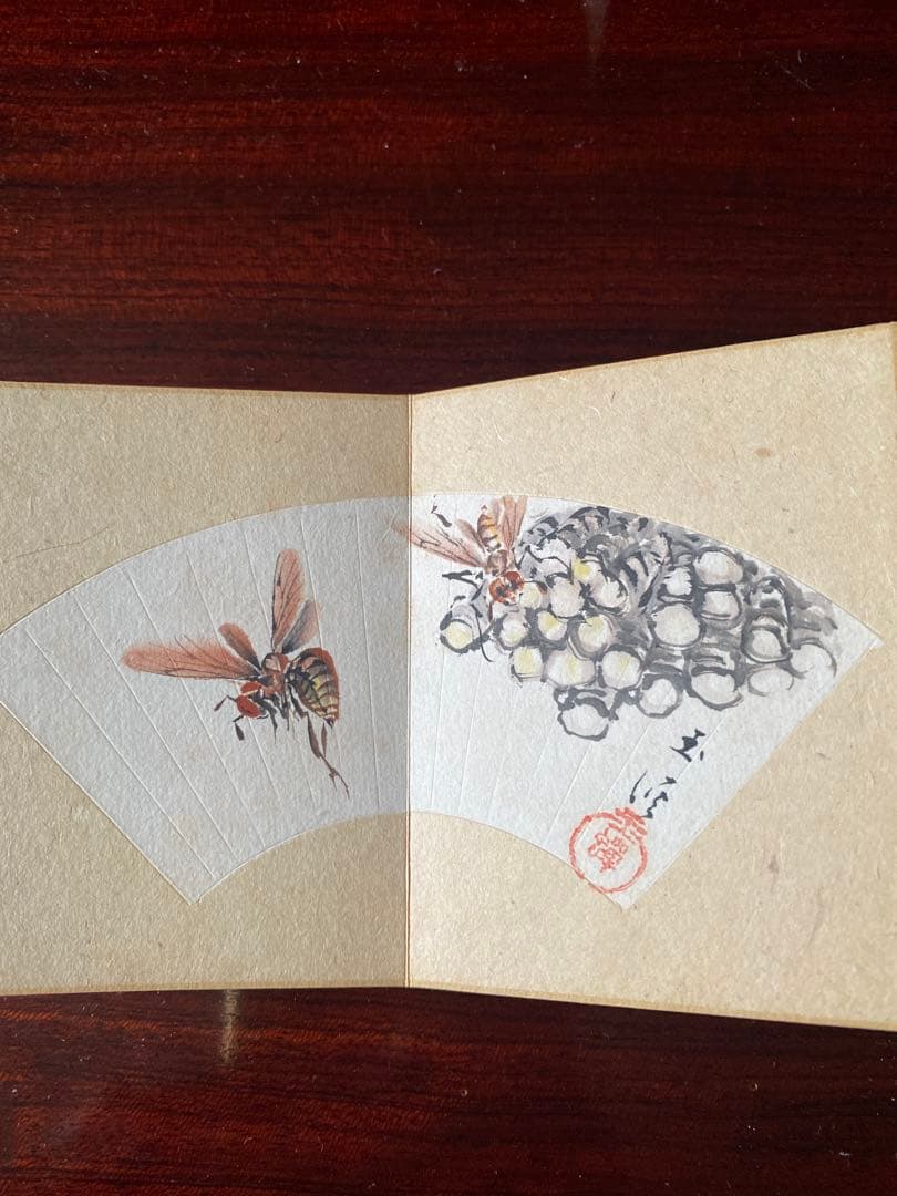 扇面画帖 セット本 肉筆 水墨画 彩色画 書 落款有日本画 古美術