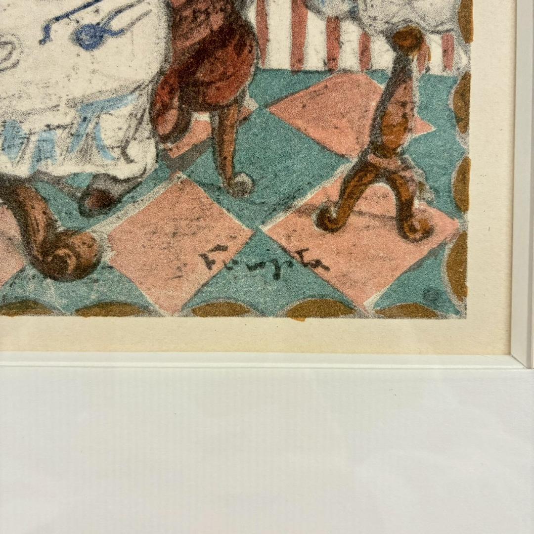 美品 藤田嗣治「グルメ」（挿画詩集「四十雀」より）リトグラフ