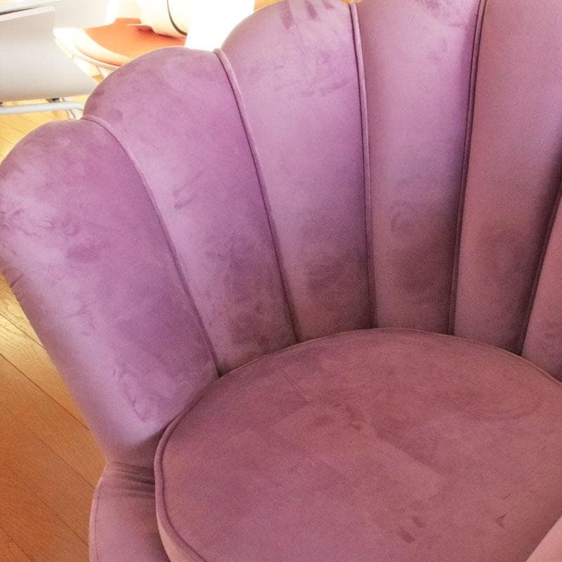 シェル型チェア パープル×ゴールド インテリア クッション付 143-184
