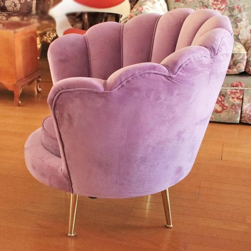 シェル型チェア パープル×ゴールド インテリア クッション付 143-184