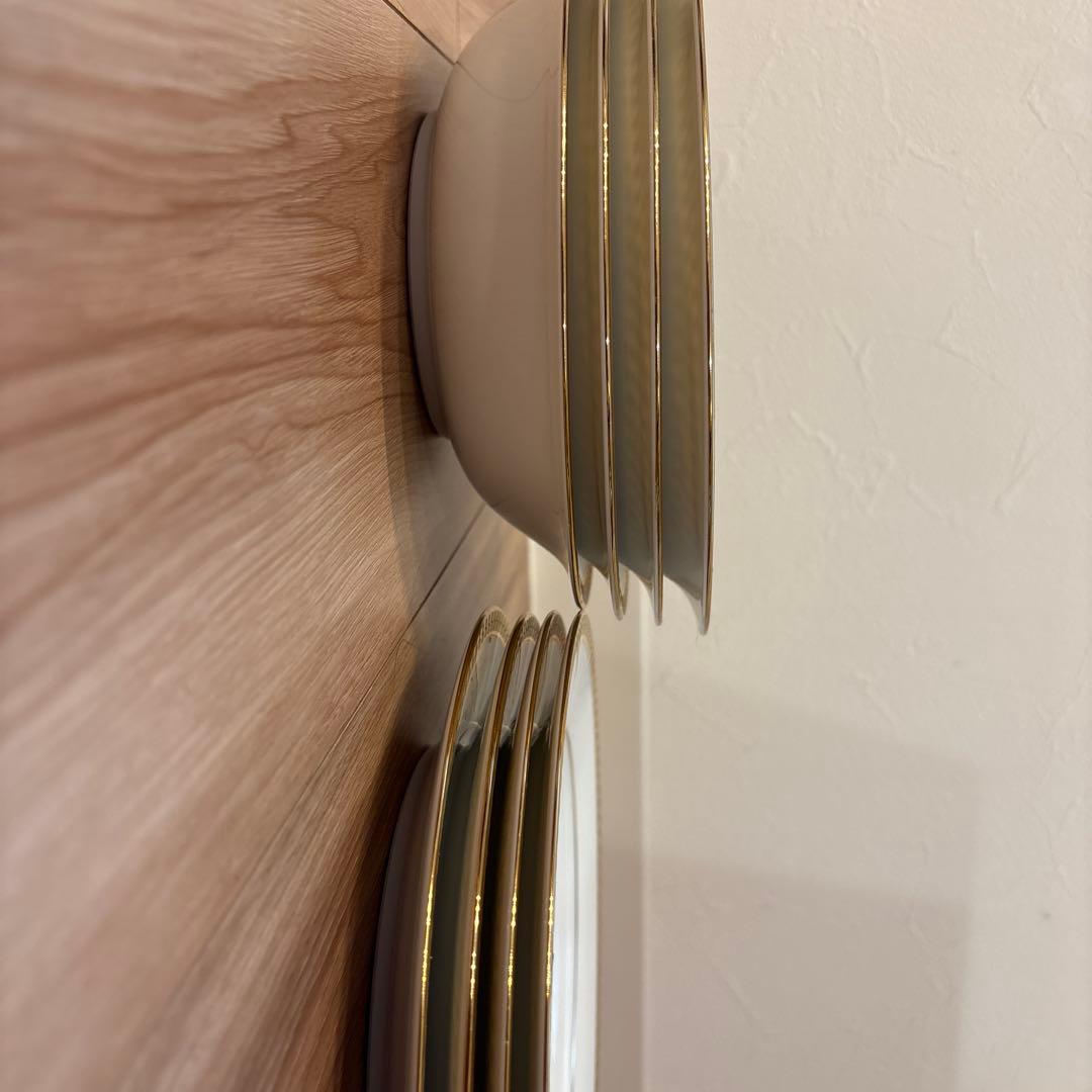 美品】ノリタケ コンテンポラリー 金彩 格子柄 皿 8枚セット（各4客